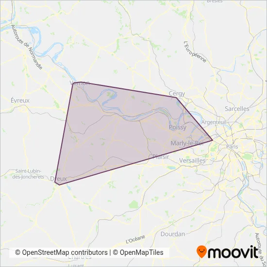 Carte de la zone de couverture de Mantois