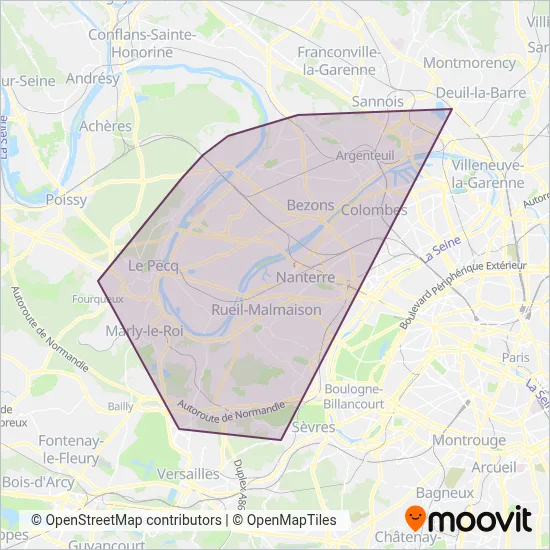 Carte de la zone de couverture de Argenteuil - Boucles de Seine