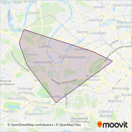 Carte de la zone de couverture de Saint Germain Boucles de Seine