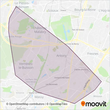 Carte de la zone de couverture de Bièvre (Bus)