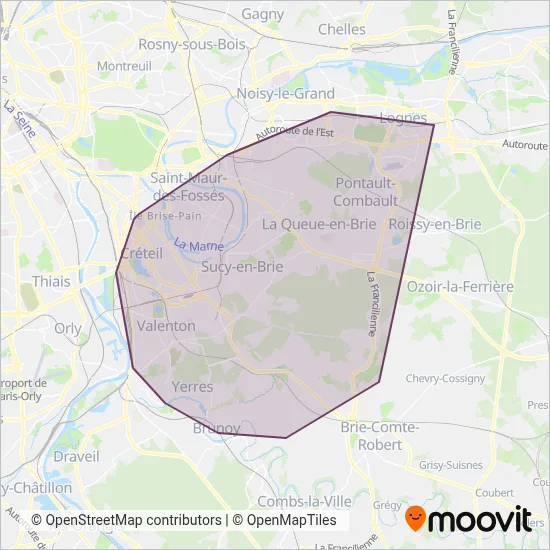 Carte de la zone de couverture de Marne et Seine