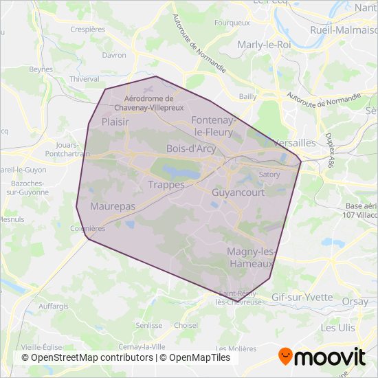Mapa del área de cobertura de Saint-Quentin-en-Yvelines