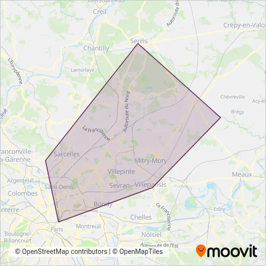 Roissy Ouest coverage area map