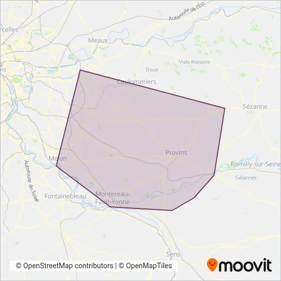 Carte de la zone de couverture de Provinois - Brie et Seine