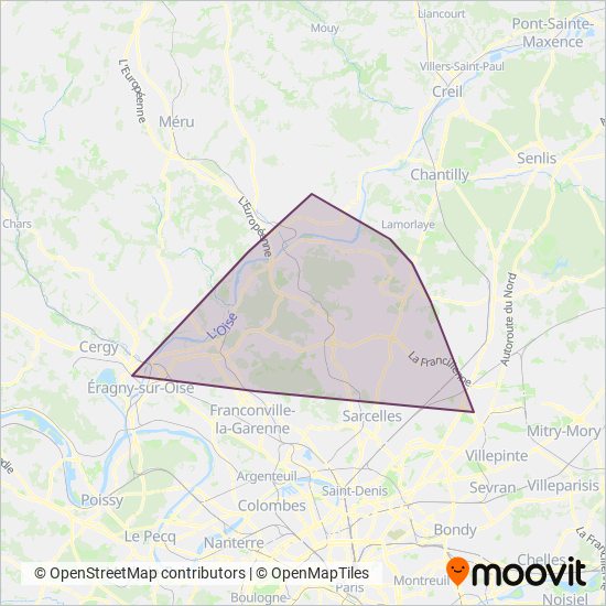 Mapa del área de cobertura de Haut Val d'Oise