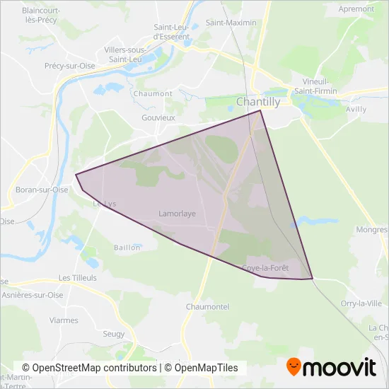 Mapa del área de cobertura de La Navette - C.C. de l'Aire Cantilienne