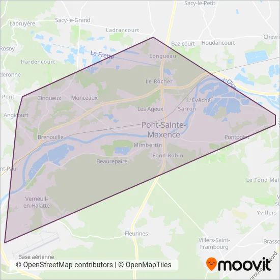 Carte de la zone de couverture de Tohm - C.C. des pays d'Oise et d'Halatte