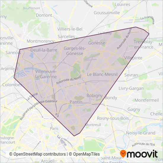 Express Roissy coverage area map
