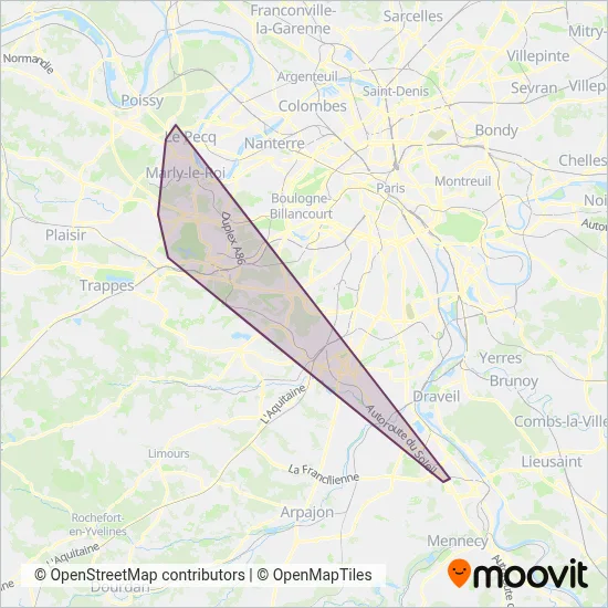 Carte de la zone de couverture de RATP Cap Arc Sud et Ouest