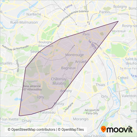 Carte de la zone de couverture de Croix du Sud