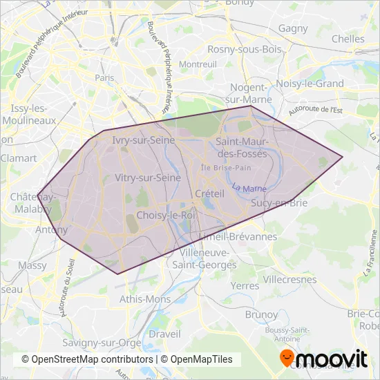 Carte de la zone de couverture de Pompadour