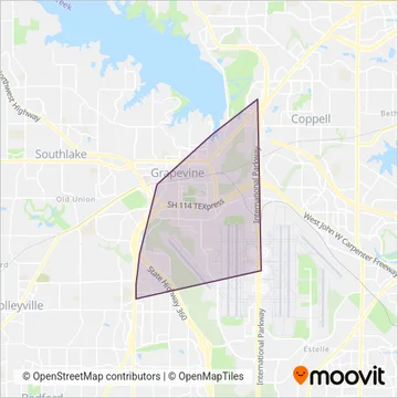 Grapevine Visitors Shuttle coverage area map