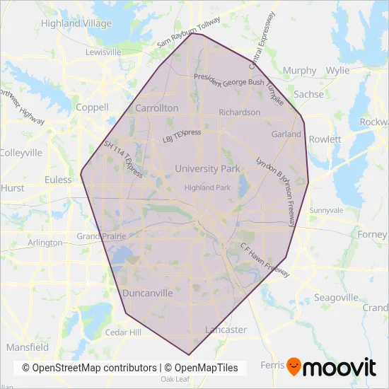 DART (Bus) coverage area map