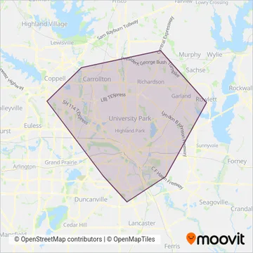DART (Tram) coverage area map