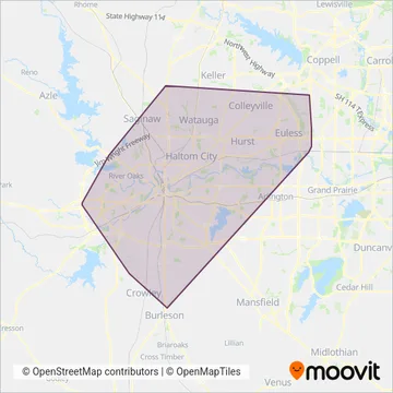 Trinity Metro (Bus) coverage area map
