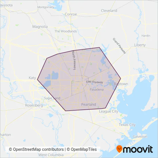 Mapa del área de cobertura de METRO (Autobús)