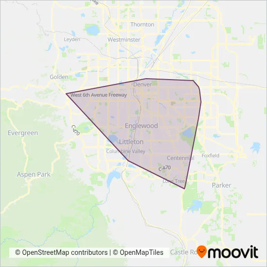 RTD (Tram) coverage area map