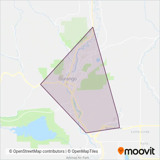 Durango Transit coverage area map