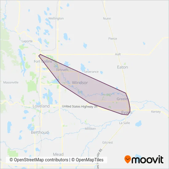 Greeley-Evans Transit coverage area map