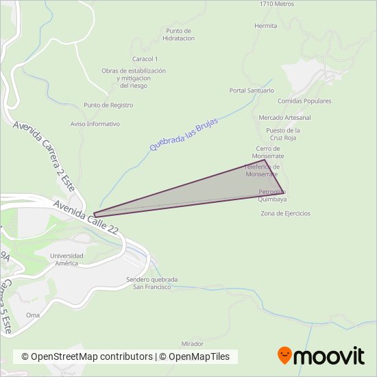 Mapa del área de cobertura de Cerro de Monserrate