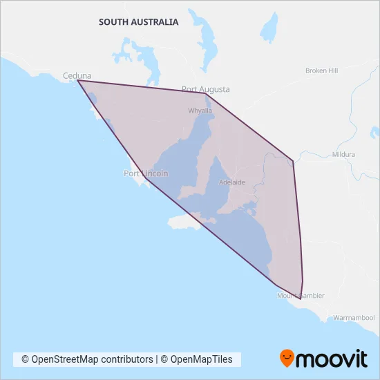 Mapa del área de cobertura de Stateliner