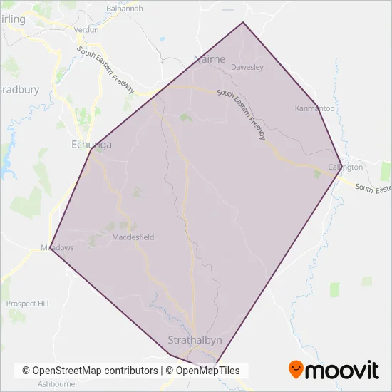 Mapa del área de cobertura de Southlink Country