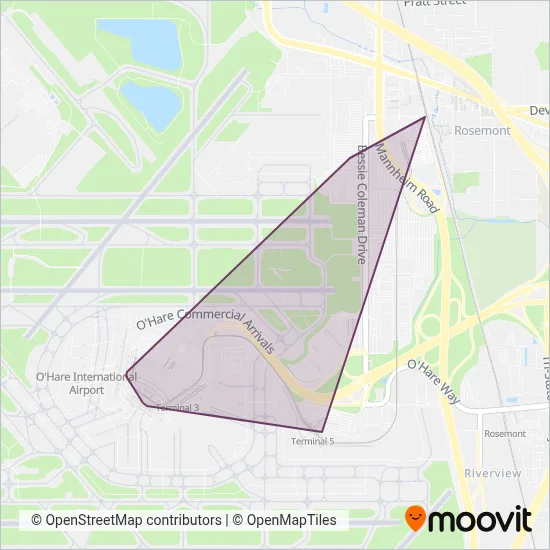 O'Hare Shuttle coverage area map