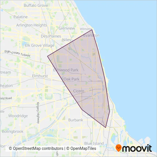 Chicago "L" coverage area map