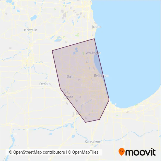 Mapa del área de cobertura de Metra