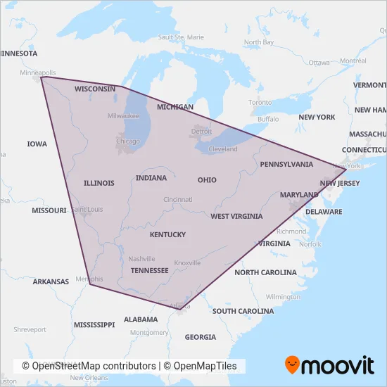 FlixBus-us coverage area map