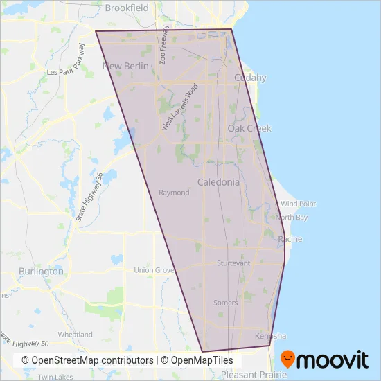 Wisconsin Coach Lines coverage area map