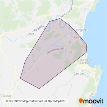 Mapa da área de cobertura da Transpiedade