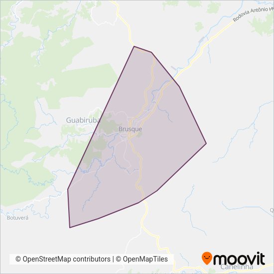 Mapa da área de cobertura da Nosso Brusque