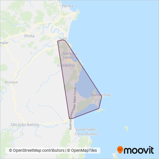 Viação Praiana (Intermunicipal) coverage area map