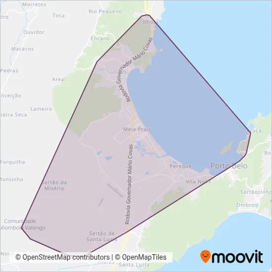 Viação Praiana (Itapema e Porto Belo) coverage area map