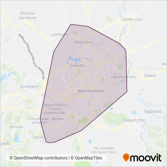 BHTrans linhas convencionais coverage area map
