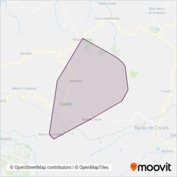 Mapa da área de cobertura da Transcol