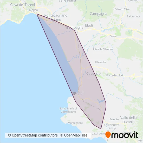Area coperta dal servizio di Autolinee Giuliano