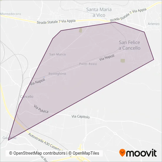 Area coperta dal servizio di Autolinee F.lli Verdicchio