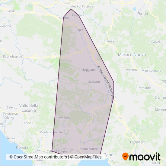 Area coperta dal servizio di Curcio Autolinee