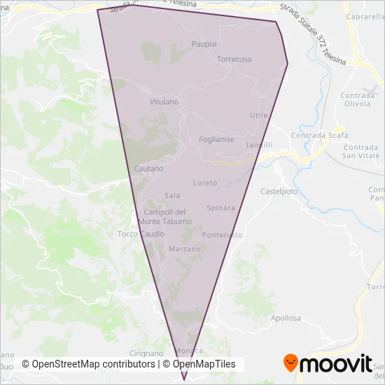 Area coperta dal servizio di Autolinee Bizzarro