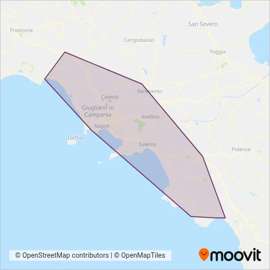 Trenitalia (Rail) coverage area map
