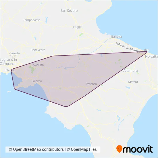Area coperta dal servizio di SITA Sud