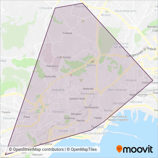 Area coperta dal servizio di ANM (Metropolitana)