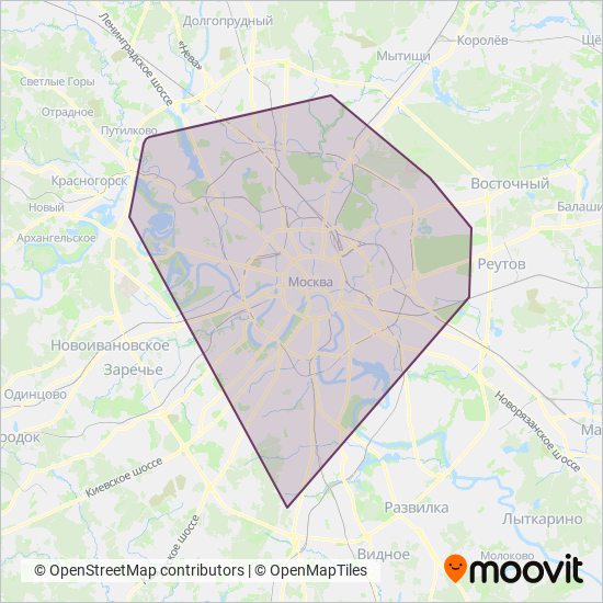 Мосгортранс coverage area map