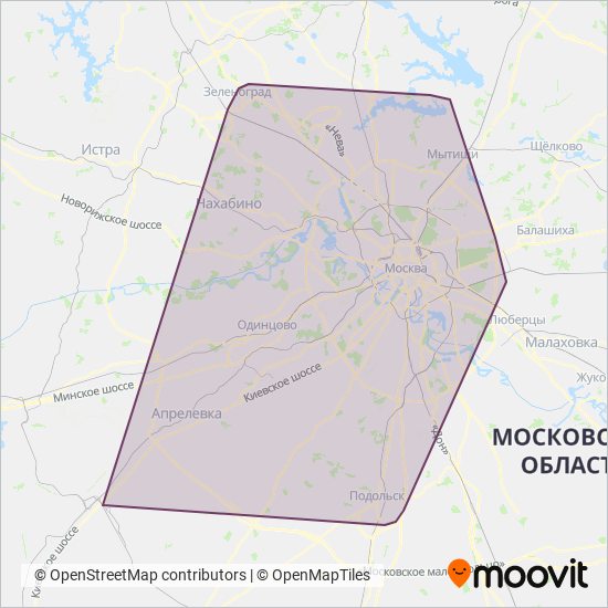 ГУП Мосгортранс coverage area map
