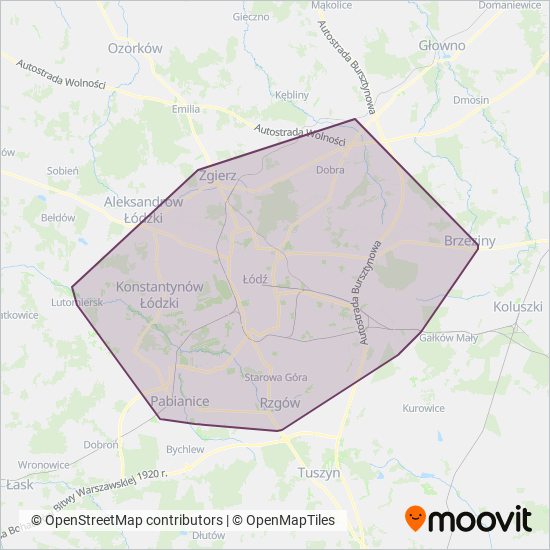 MPK-Łódź Spółka z o.o. coverage area map
