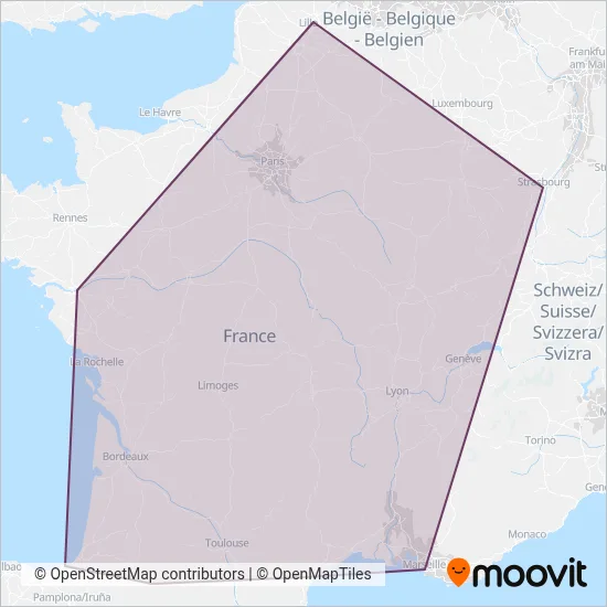 SNCF VOYAGEURS coverage area map
