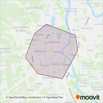TBM (Tram) coverage area map