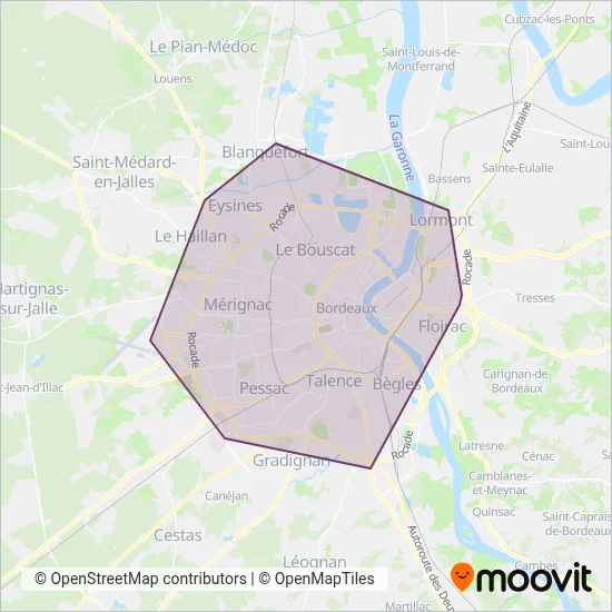 TBM (Tram) coverage area map